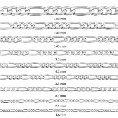 2.1 mm Gümüş Figaro Zincir - 0.60 mikron - 2