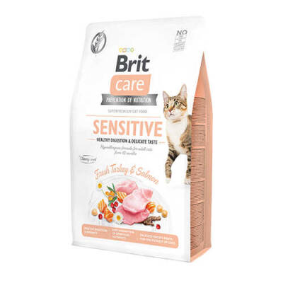 Brit Care Hipoalerjenik Sensitive Hindi ve Somonlu Tahılsız Hassas Kedi Maması 2 Kg - 1