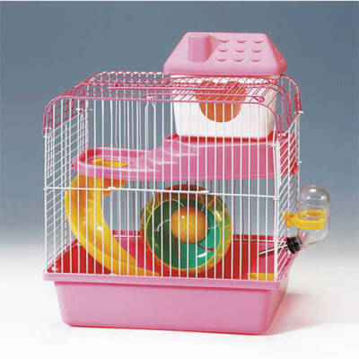 EuroGold Hamster Kafesi Pembe Beyaz 23x17x25 Cm - 1