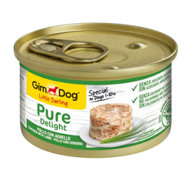 GimDog Pure Delight Jöle İçinde Parça Tavuklu ve Kuzulu Yetişkin Köpek Konservesi 85 Gr - 1