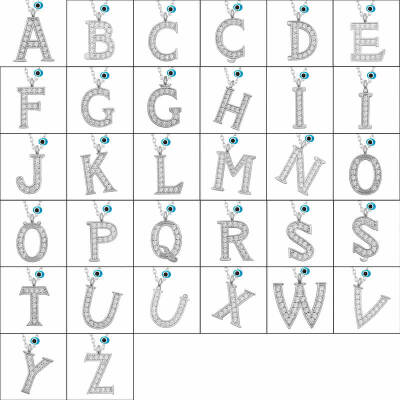 Gümüş Nazar Rodyum C Harfi Kadın Kolye - 2