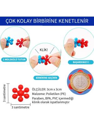 Kar Tanesi Eğitici Yaratıcı Molekül Stem Eğitimi Uyumlu 5 Renk 120 Parça Eğitici Oyuncak - Kopya - 4