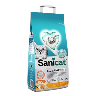 Sanicat Duo White Vanilya Mandalin Kokulu Topaklann Kedi Kumu 10 Lt - 1