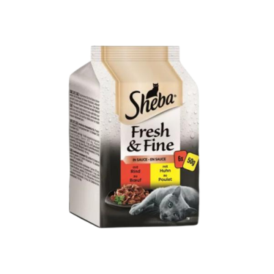 Sheba Pouch Fresh&Fine Sos İçerisinde Sığır Etli Tavuklu Yetişkin Kedi Konservesi 50gr (6'lı) - 1