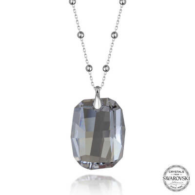 Swarovski Crystal Taşlı Top Zincir Baget Gümüş Kadın Kolye - 1