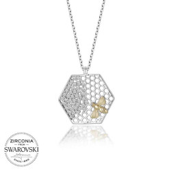 Swarovski Taşlı Gümüş Arı Bayan Kolye - 1