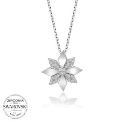 Swarovski Taşlı Gümüş Çiçek Bayan Kolye - 1