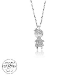 Swarovski Taşlı Gümüş Çocuk Bayan Kolye - 1