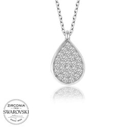 Swarovski Taşlı Gümüş Damla Bayan Kolye - 1