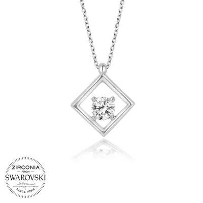 Swarovski Taşlı Gümüş Dörtgen Bayan Kolye - 1