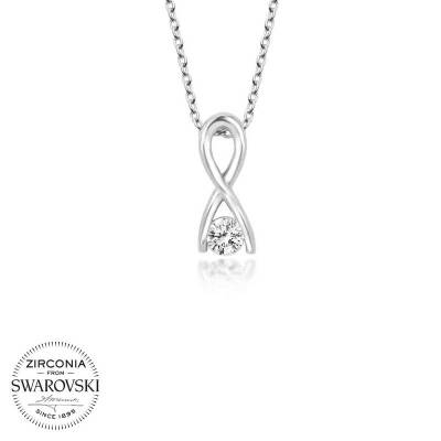 Swarovski Taşlı Gümüş Sonsuzluk Bayan Kolye - 1