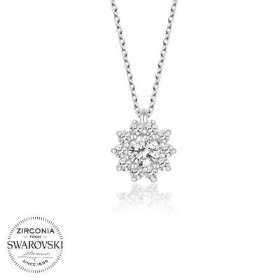 Swarovski Taşlı Gümüş Tektaş Bayan Kolye - 1