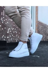 WG032 Beyaz Bağcıklı Sneakers Yarım Bilek Bot - 3