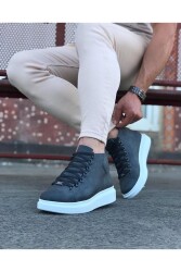 WG032 Gri Bağcıklı Sneakers Yarım Bilek Bot - 2