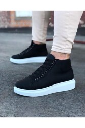 WG032 Siyah Bağcıklı Sneakers Yarım Bilek Bot - 1