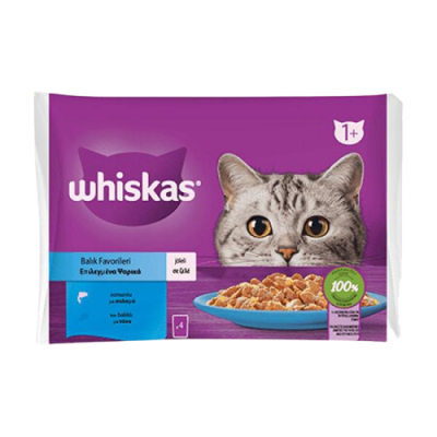 Whiskas Pouch Jöle İçinde Somonlu ve Ton Balıklı Yetişkin Kedi Konservesi 85gr (4'lü) - 1