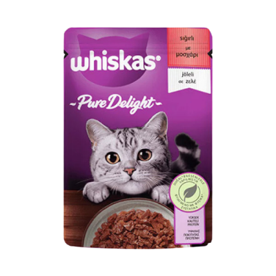 Whiskas Pouch Pure Delight Jöle İçinde Sığır Etli Yetişkin Kedi Konservesi 85 Gr - 1