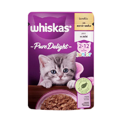 Whiskas Pouch Pure Delight Jöle İçinde Tavuklu Yavru Kedi Konservesi 85gr - 1