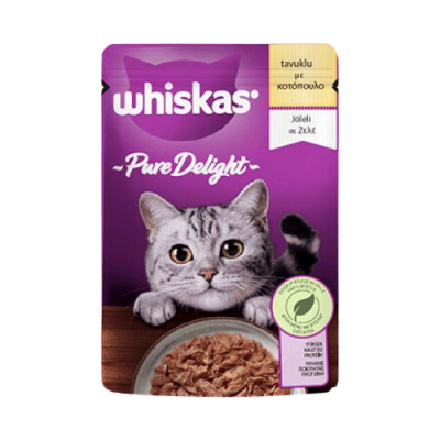 Whiskas Pouch Pure Delight Jöle İçinde Tavuklu Yetişkin Kedi Konservesi 85gr - 1