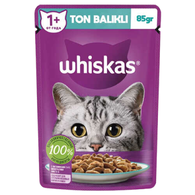 Whiskas Ton Balıklı Pouch Yetişkin Kedi Konservesi 85gr - 1